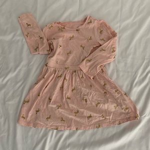 Cute Unicorn Print Pink Dress